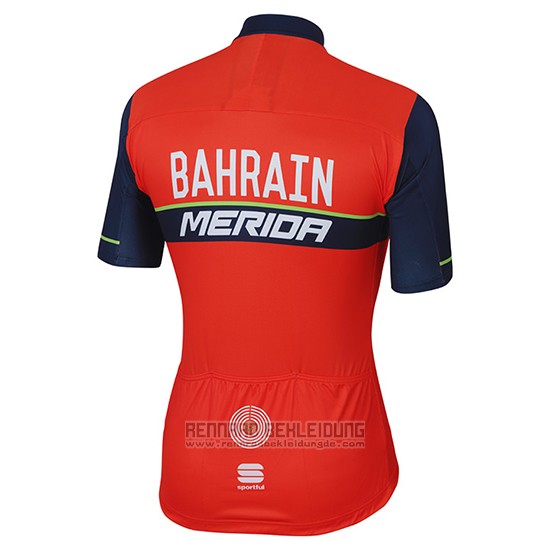 2017 Fahrradbekleidung Bahrain Merida Rot Trikot Kurzarm und Tragerhose